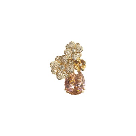 Pendentif Isabelle Barrier en or rose, diamants naturels et pierre fine